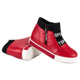 Zapatillas rojas con cremallera negro rojo 4