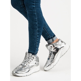 Deportivas plateadas con purpurina gris 5