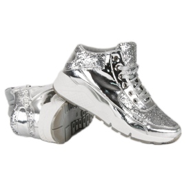 Deportivas plateadas con purpurina gris 2