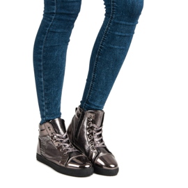Deportivas lacadas por encima del tobillo gris multicolor 5