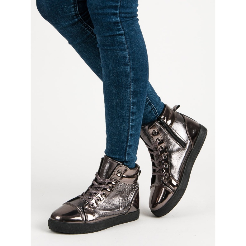 Deportivas lacadas por encima del tobillo gris multicolor 1 Deportivas lacadas por encima del tobillo gris multicolor 1