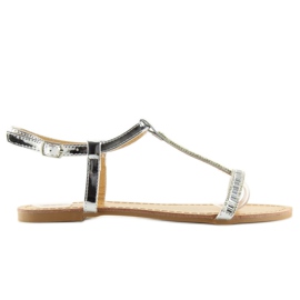 Sandalias plateadas con circonitas SY644 plata gris 2