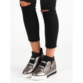 Zapatillas grafito con cremallera marrón gris 1 Zapatillas grafito con cremallera marrón gris 1