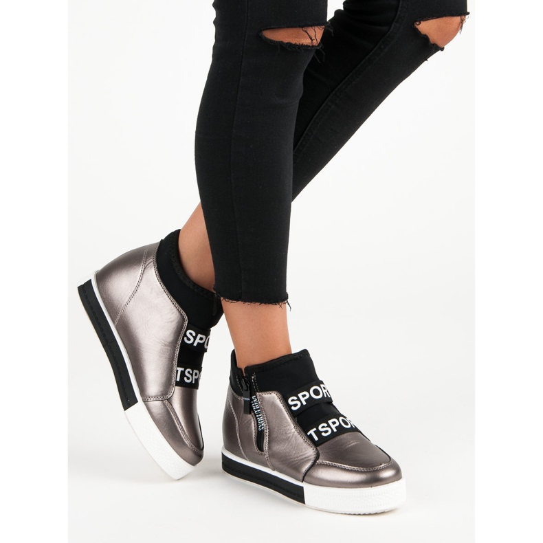 Zapatillas grafito con cremallera marrón gris 2 Zapatillas grafito con cremallera marrón gris 2