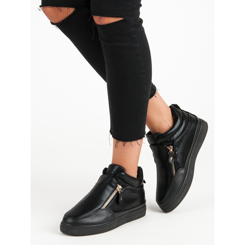 Lgm Zapatillas negras con cremallera negro 2 Lgm Zapatillas negras con cremallera negro 2