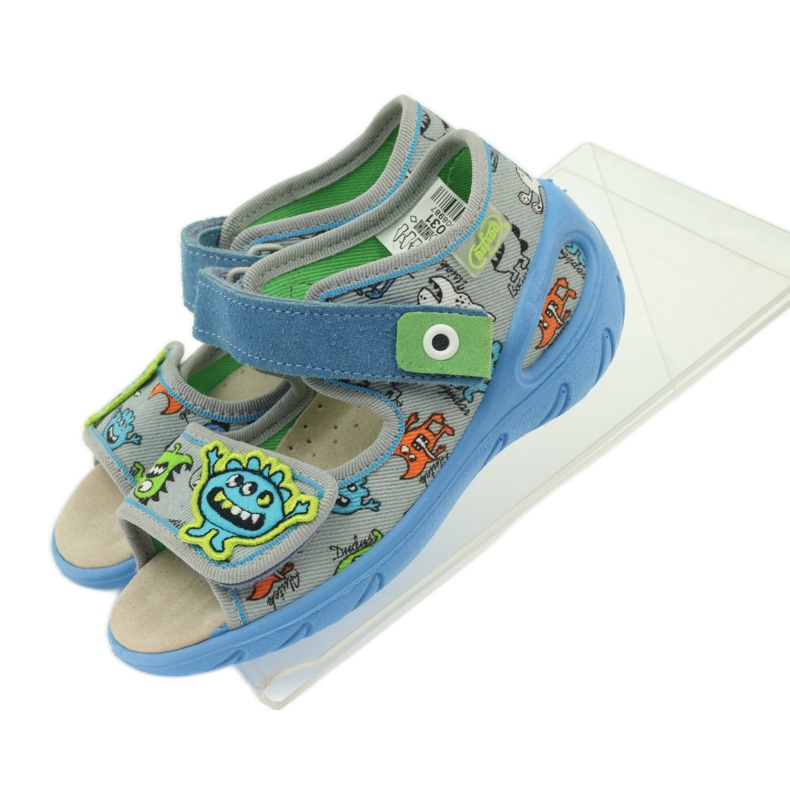 Sandalias inserto piel Befado 433P azul naranja gris 4