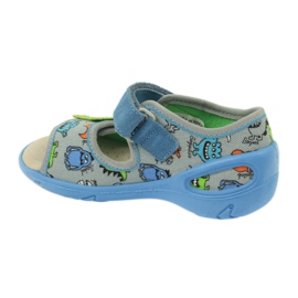 Sandalias inserto piel Befado 433P azul naranja gris 2