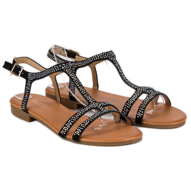 Sandalias planas negras negro 1