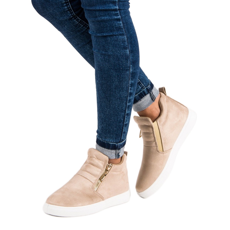 Zapatillas de gamuza sin cordones marrón 1