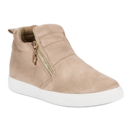 Zapatillas de gamuza sin cordones marrón 2