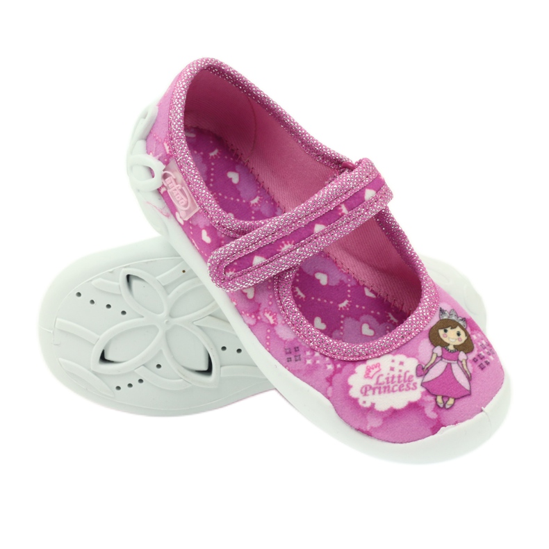 Befado zapatos infantiles bailarinas babuchas 114x306 blanco rosa 3