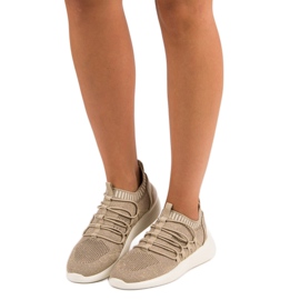 Kylie Calzado deportivo textil sin cordones marrón amarillo 1