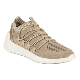 Kylie Calzado deportivo textil sin cordones marrón amarillo 3