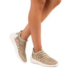 Kylie Calzado deportivo textil sin cordones marrón amarillo 2