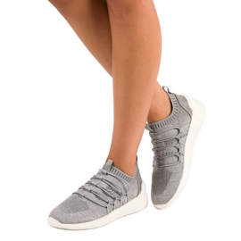 Kylie Calzado deportivo textil sin cordones gris 1