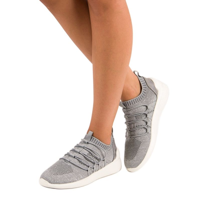 Kylie Calzado deportivo textil sin cordones gris 1