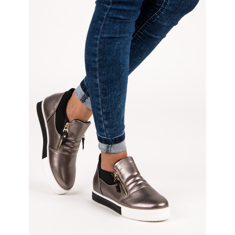 Zapatillas grafito con cremallera gris 2 Zapatillas grafito con cremallera gris 2