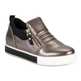 Zapatillas grafito con cremallera gris 4