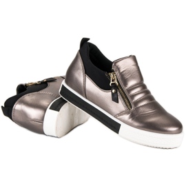 Zapatillas grafito con cremallera gris 6