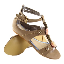 Sandalias mujer con piedras kaki ZS3522 caqui 3
