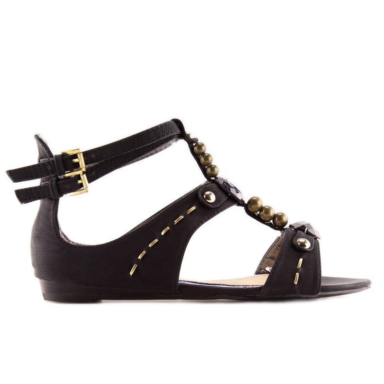 Sandalias de mujer negras con piedras ZS3522 negro 1