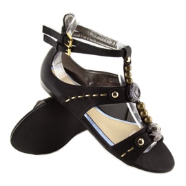 Sandalias de mujer negras con piedras ZS3522 negro 3