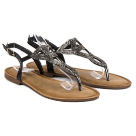Comer Sandalias planas elegantes negro 5