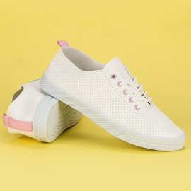 Kylie Zapatillas con cordones calados blanco 6