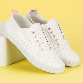 Kylie Zapatillas con cordones calados blanco 3