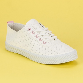 Kylie Zapatillas con cordones calados blanco 4