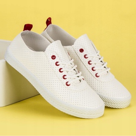 Kylie Zapatillas con cordones calados blanco 6