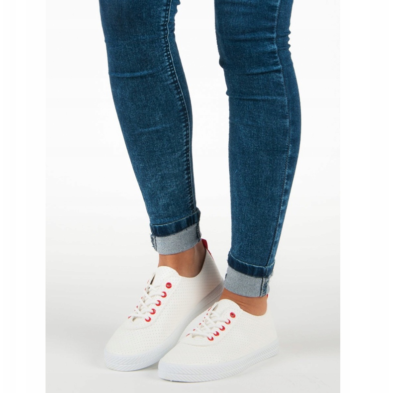 Kylie Zapatillas con cordones calados blanco 1