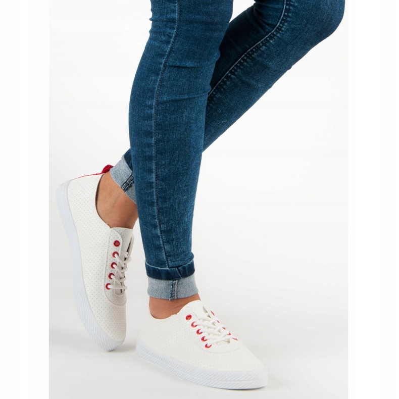 Kylie Zapatillas con cordones calados blanco 2