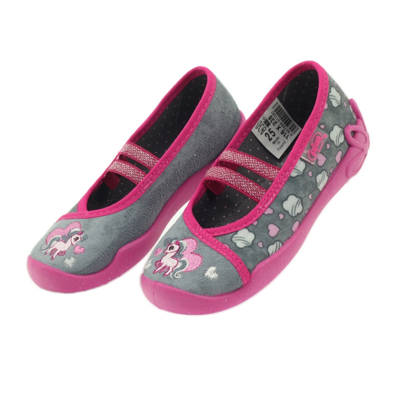 Befado zapatos infantiles bailarinas babuchas 116x238 gris rosado 4