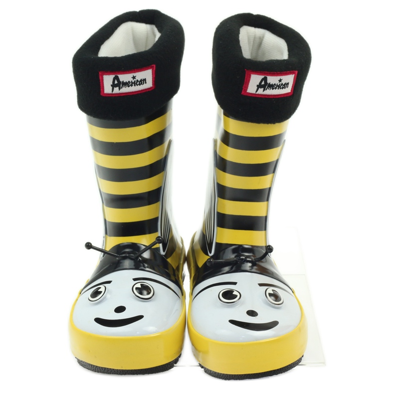 American Club Botas de lluvia americanas plantilla calcetín infantil negro amarillo 4