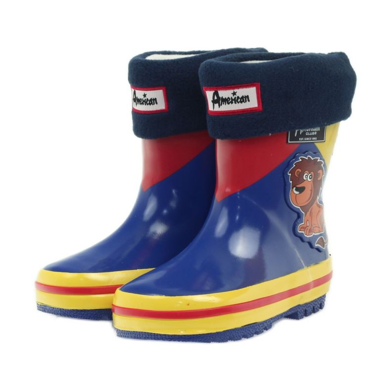 American Club Botas de goma americanas con un calcetín para exhibición. rojo azul amarillo 3