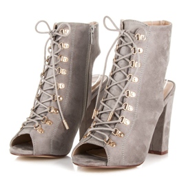 Seastar Botines de ante con puntera abierta gris 1