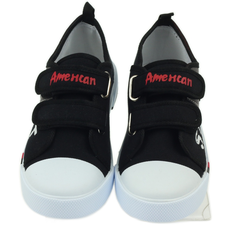 American Club Zapatillas de deporte para niños con la bandera americana Velcro negro blanco gris rojo 4