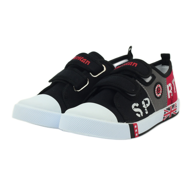 American Club Zapatillas de deporte para niños con la bandera americana Velcro negro blanco gris rojo 3