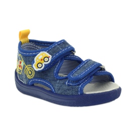 American Club Sandalias americanas zapatos infantiles plantilla piel azul amarillo 1