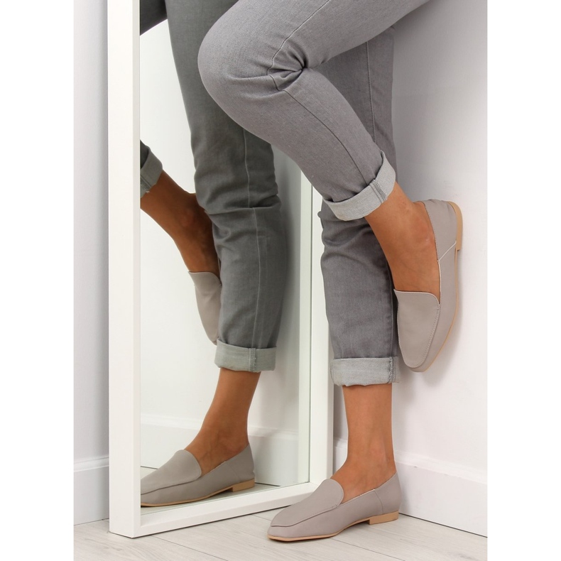 Mocasines suaves como piel de becerro 1182 gris 1