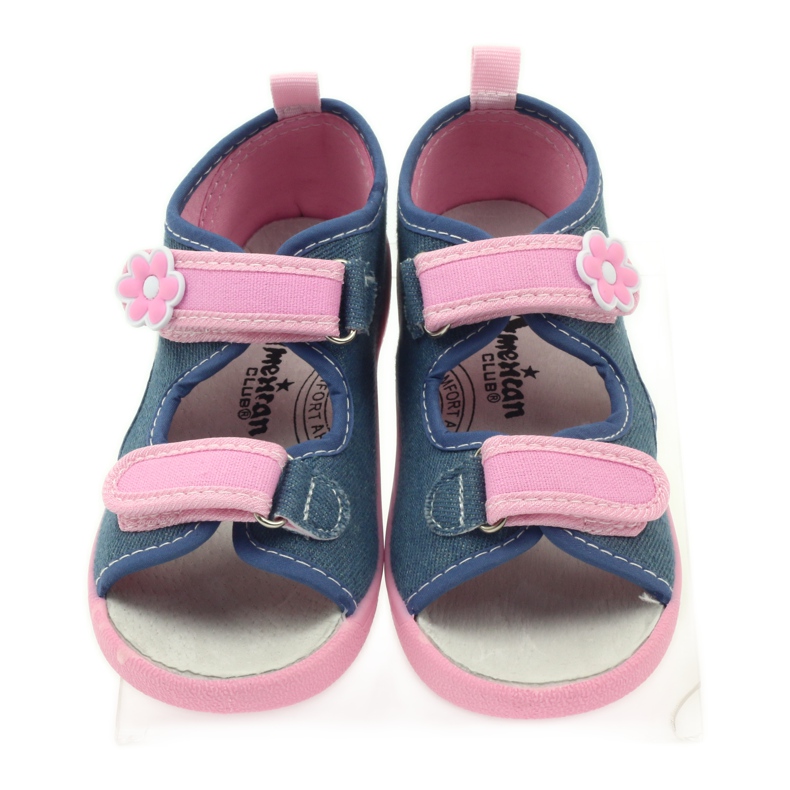 American Club Sandalias americanas zapatos infantiles plantilla piel azul rosa 4