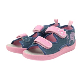 American Club Sandalias americanas zapatos infantiles plantilla piel azul rosado 3