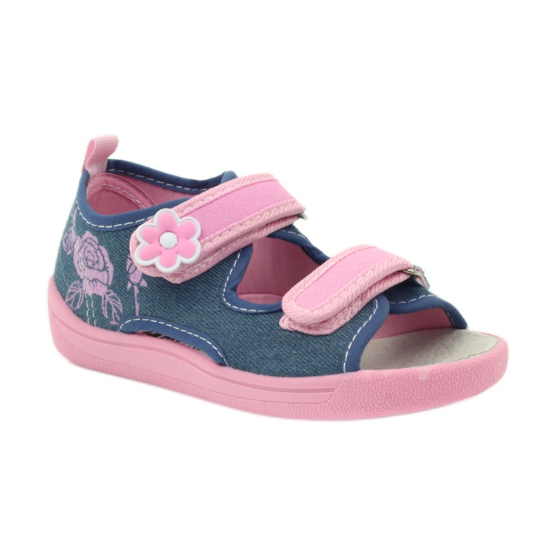 American Club Sandalias americanas zapatos infantiles plantilla piel azul rosado 1