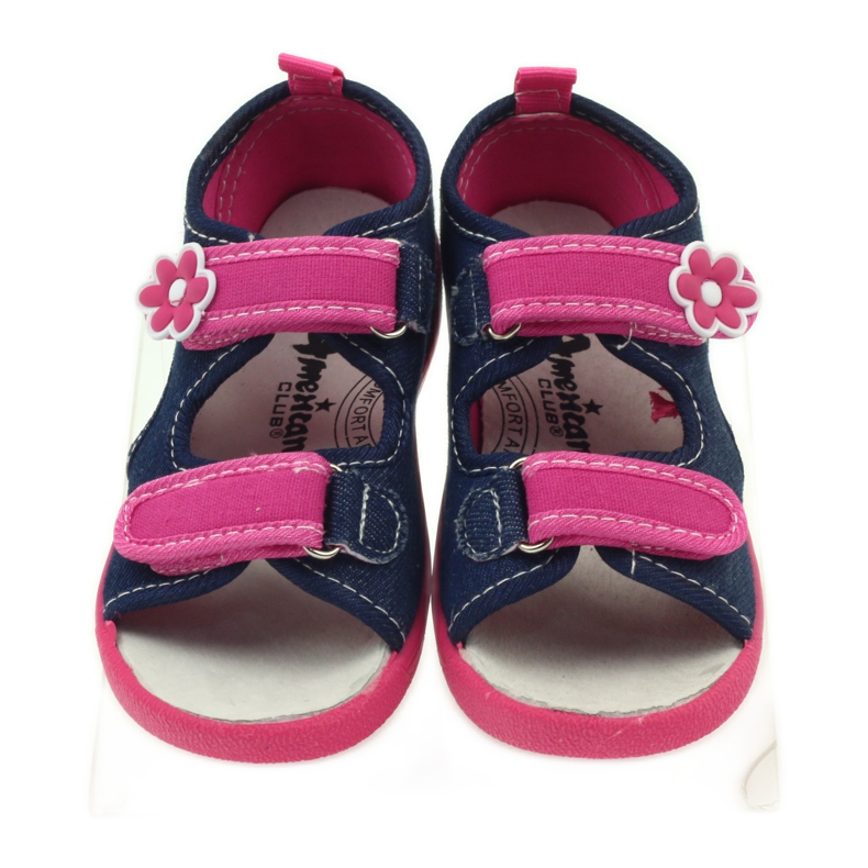 American Club Sandalias americanas zapatos infantiles plantilla piel rosa azul marino 4