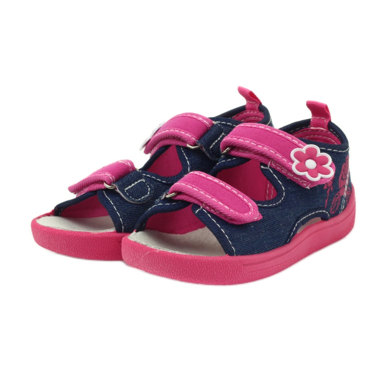 American Club Sandalias americanas zapatos infantiles plantilla piel rosa azul marino 3