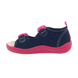 American Club Sandalias americanas zapatos infantiles plantilla piel rosado azul marino 2