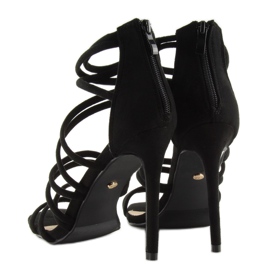 Negro LE039 sandalias negras de tacón alto 2