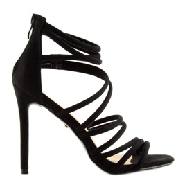 Negro LE039 sandalias negras de tacón alto 1 Negro LE039 sandalias negras de tacón alto 1