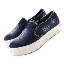Suela de mezclilla sin cordones con inscripciones Z-4 Navy azul marino 2